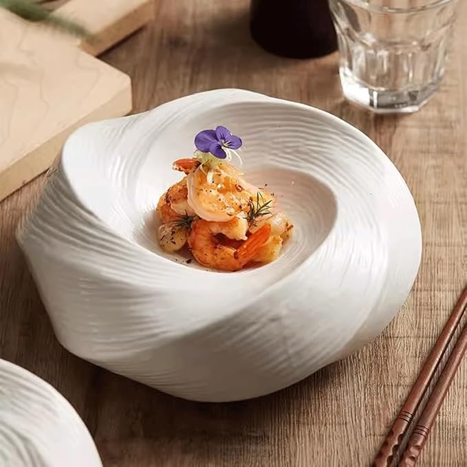 SONGCHAO Party Supplies Ceramic Dinner Plate Home Salad Plate Deep Plate Hotel Restaurant Western Food Plate Appetizer Plate Cold Dish Plate Party Plates (Color : 23cm)