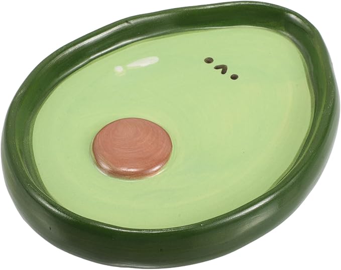 Luxshiny Avocado Shaped Small Ceramic Fruit Plate 4-inch Hand-painted Snack Appetizer Dish for Home Kitchen Dining