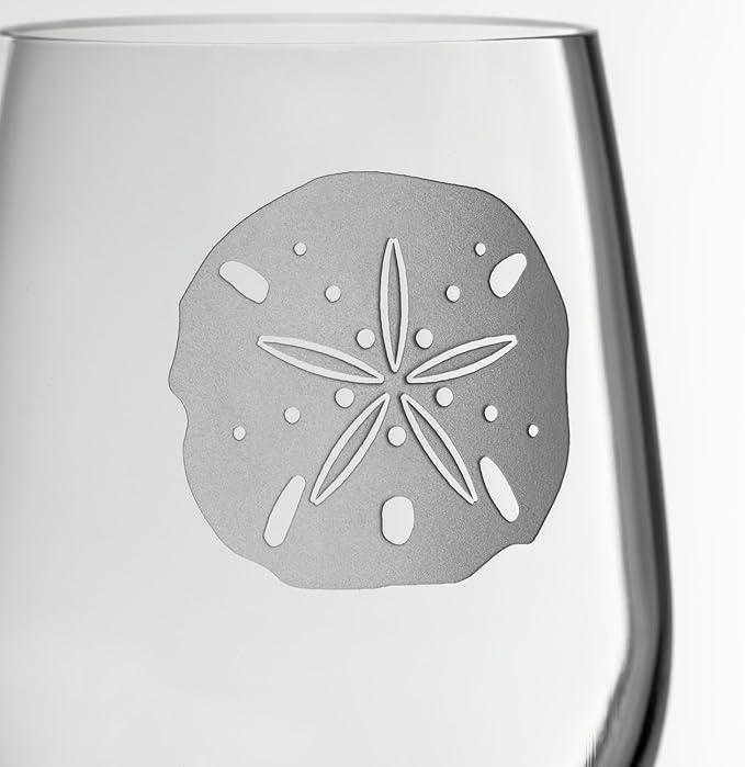 Rolf Glass Sand Dollar White Wine Glass | 12 ounce Stemmed Wine Glasses | Set of 4 | Lead-Free and Diamond-Wheel-Engraved Glass | Made in the USA