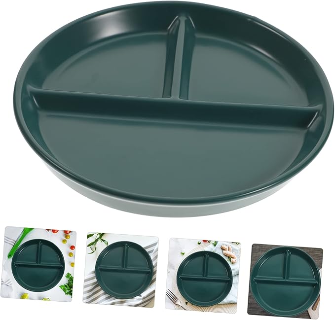 Divided Porcelain Plate with Three Compartments Round Ceramic Dish for Breakfast Steak and Fruit Simple Design for Home Decor and Daily Use