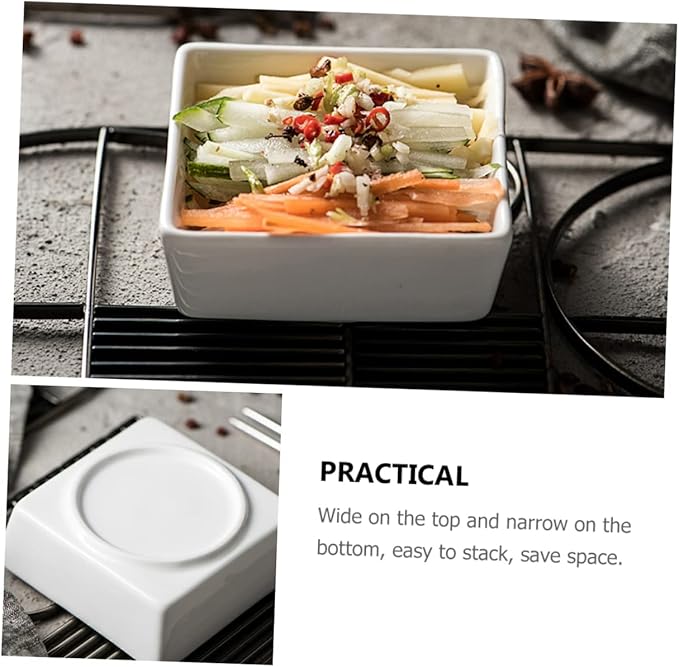 2Pcs Mini Ceramic Square Sauce Dishes Practical Appetizer Plates for Condiments High Thermal Stability Non Slip Base for Home Restaurant and Hotel Use