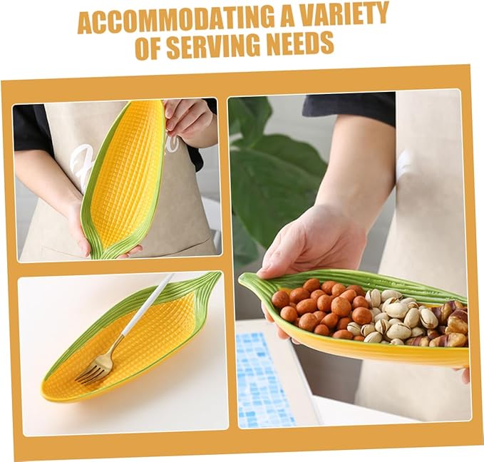Ceramic Corn Dishes for Corn The Cob for Barbecue Parties and Snack Serving Reusable Dinnerware for Appetizers and Desserts