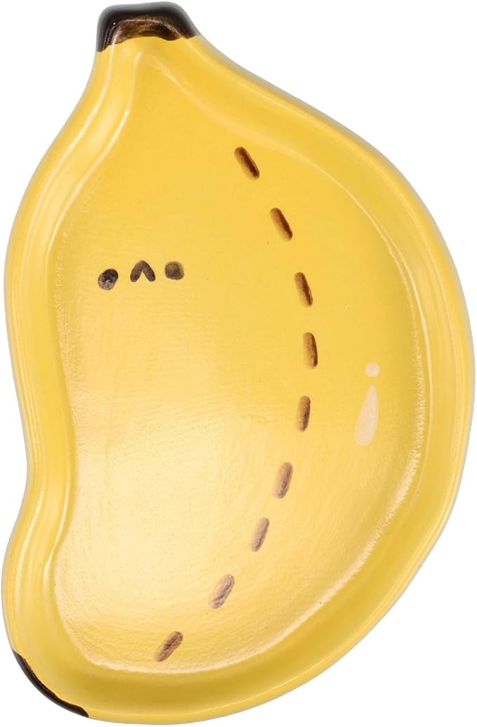COHEALI Creative Cute Banana-shaped Ceramic Serving Plate for Fruit and Snacks Hand-painted Dish for Sauces and Appetizers Stylish Platter for Home Kitchen Use