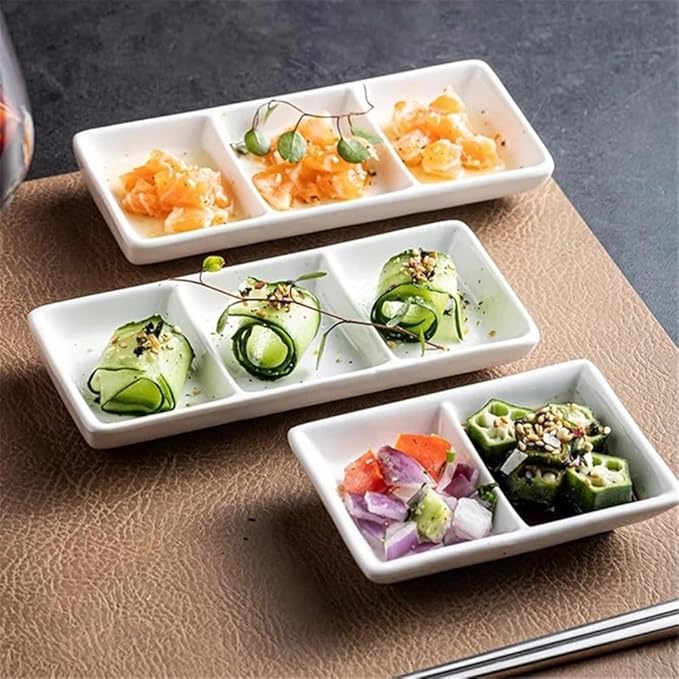 Appetizer Plates White Ceramic Seasoning Dish Sushi Dish Soy Sauce Dish Molecular Cuisine Tableware for Condiment(Large)