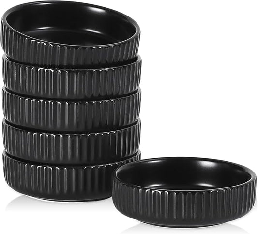 Selamica Ceramic Soy Sauce Dish, 2.6 Oz Dipping Bowls Set of 6, 3.5 Inch Pinch Bowls for Dip, Side Dish, Condiments, Sushi, Matte Black