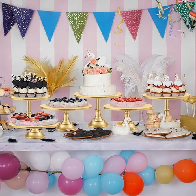 3 Pcs Cake Stand with 20Pcs Cakeboard Round, Cake Stand Set Disc Diameter 8" 10" 12", Perfect Dessert Table Display Set, Cupcake&Cake Stands for Party, Wedding, Birthday (Gold)