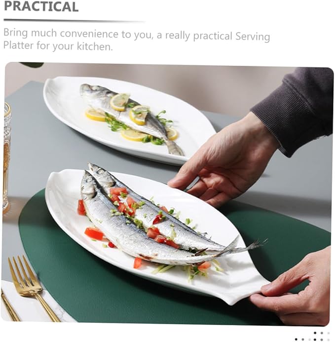 ABOOFAN Ceramic Fish Tray Snack Plate Pastry Serving Steamed Fish Plate Restaurant Food