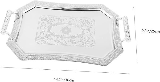 Vintage Double-Handled Serving Tray for Parties Decorative Stainless Steel Snack Platter for Entertaining KTV and Hotel Use