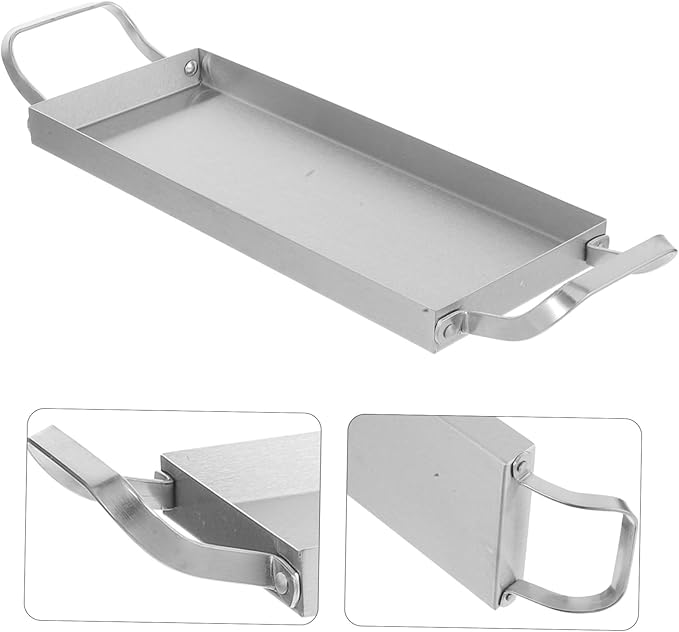 Stainless Steel Bbq Serving Tray with Handles for Appetizers Snacks and Desserts Korean Design for Gripping and