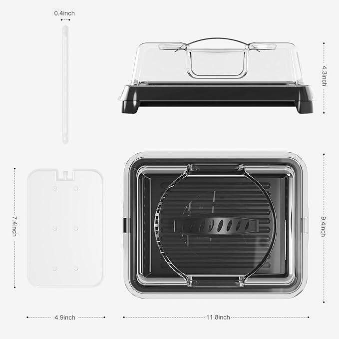 Chilled Portable Serving Tray Platterbox Snack Box with Reusable Ice Pack Charcuterie Board with Lid Shrimp Cocktail Serving Dish Serving Platter for Appetizer Veggie Fruit Food Parties Outdoor Picnic