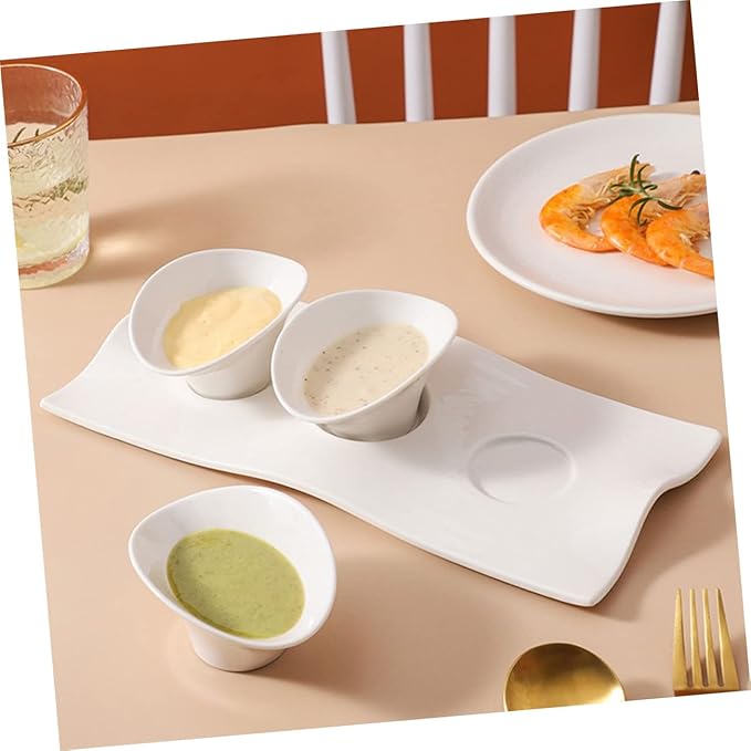 Ciieeo Japanese Style Ceramic Appetizer Plates 1 Set Seasoning Dish Unique Design for Condiments Suitable for Home Use for Dipping Sauces and Snacks