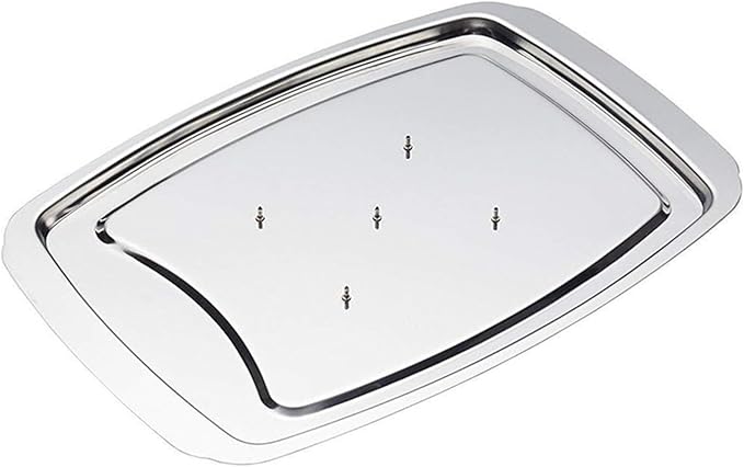 Stainless Steel Carving Tray Spiked Meat Dish with Spiked Caps Polished Non-Slip Serving Tray Turkey Pan for Slicing Cutting Chopping Xmas Decor