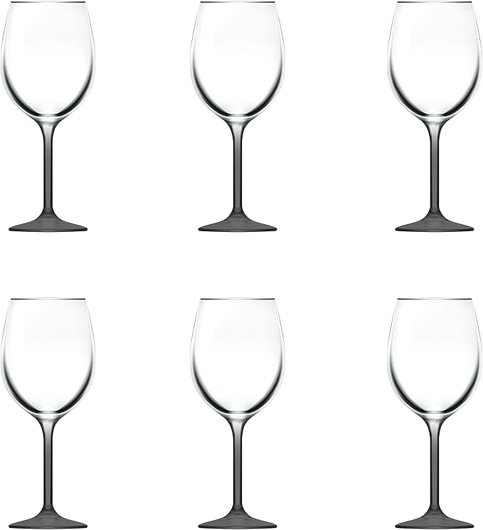 DISCOUNT PROMOS Wine Glasses 14 oz. Set of 6, Bulk Pack - Restaurant Glassware, Perfect for Red Wine, White Wine, Cocktails and More - Black