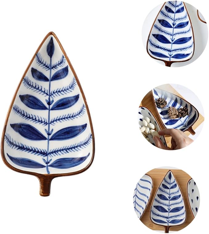 Alipis Mini Snack Dish Stylish Leaf Shape Appetizer Plates for Dipping Sauces for Entertaining Everyday Use Hand-painted Japanese Design