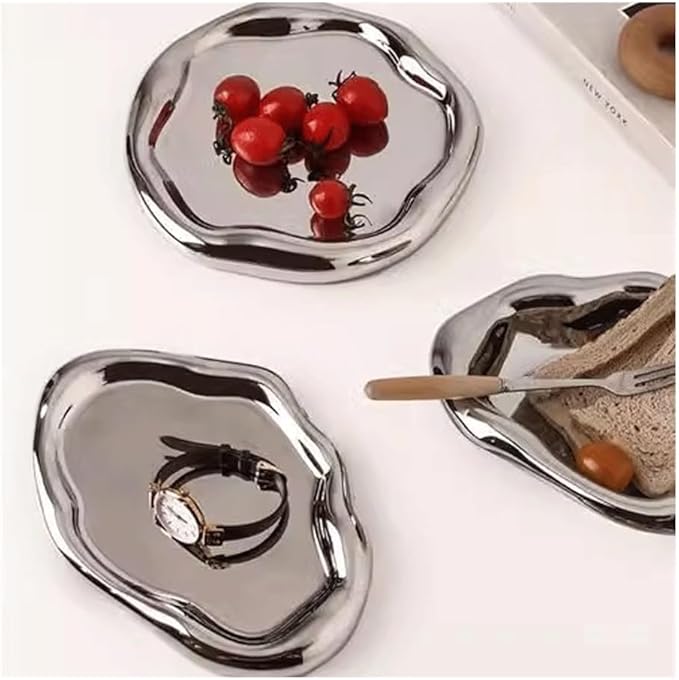 Food Tray Creative Decorative Tray Ceramic Storage Tray Fruit Snack Tray Afternoon Tea Juice Pastry Tray Home Tea Cup Tray Serving Trays(White)
