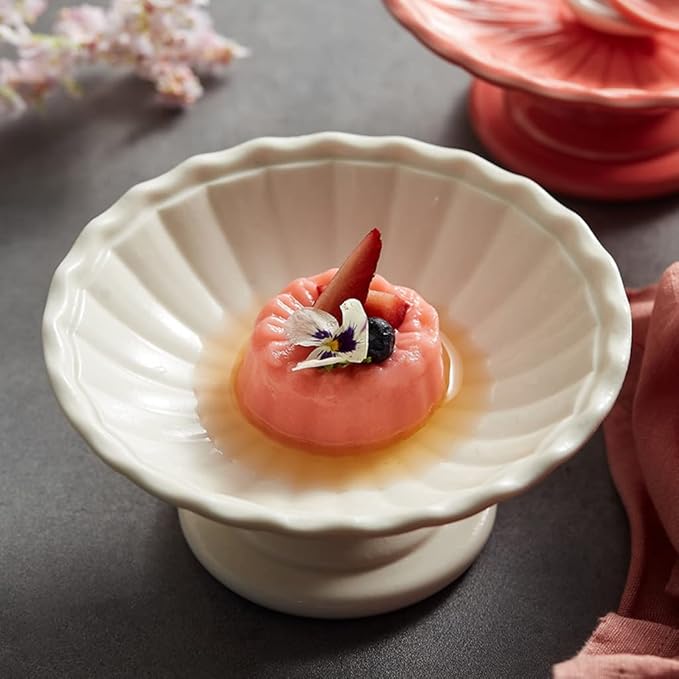 SONGCHAO Party Supplies Serving Tray, Serving Plate Tall Plates Ceramic Snacks Fruit Plates Refreshment Plates Fruits Nuts Ice Cream Dessert Bowls Party Plates (Color : A, Size : 14x14x6.3CM)