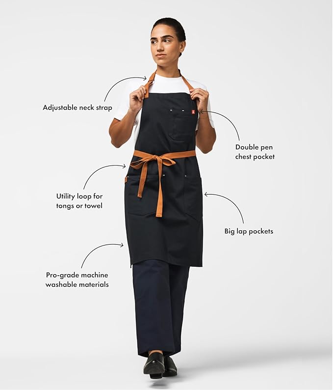 hedley & bennett Essential Apron - Heavy-Duty Denim Kitchen Apron with Pockets & Towel Loop - Professional Chef Workwear for Cooking & Grilling - Jack Navy