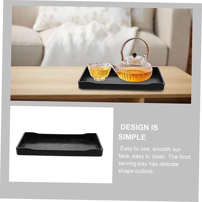Happyyami 2pcs Black Serving Tray for Party Multi-Functional Fruit Snack Cake Water Cup Storage Tray