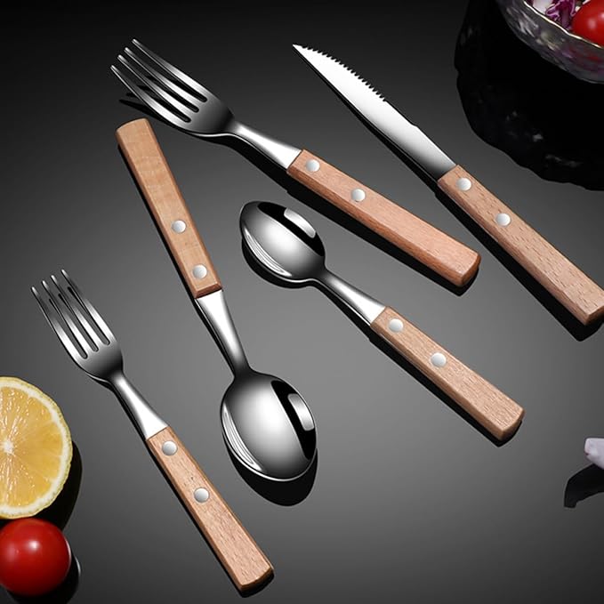 3sets Buffet Serving Utensils Set Stainless Steel Cutlery Caddy Party Utensils Fork Spoon Knife