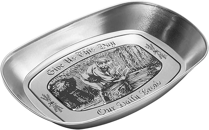 Portable Bread Tray, Oval Metal Picnic Plate Reusable Decorative Bread Serving Tray Multipurpose Tinplate Food Tray for Parties Gatherings (Harvest Style)