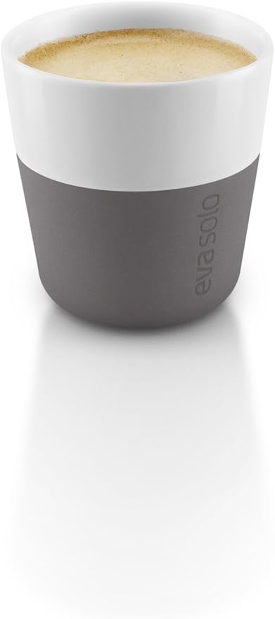 Eva Solo | 2 Espresso Tumbler Mugs | 3 oz Porcelain Coffee Cup Tumblers with Silicone-coated Grip | Danish Design, Functionality & Quality | Grey
