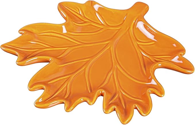 ASHLEY GIFTS 8" Ceramic Leaf Shaped Plate, 2 Assortments. Colors