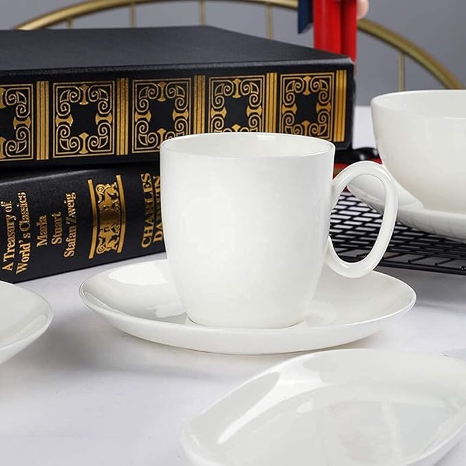 Pure White Porcelain Dinnerware Set Tableware Set Stoneware Dish Dinner Plates Dinner Set Dinner Service for1/2/4/10/16 People,80 PCS (White 8 PCS(1 Set))