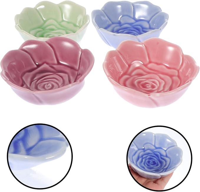 4pcs Ceramic Sauce Plates Plate Soy Sauce for Dipping Condiment Dish Bowl Vinegar Dish Appetizer Random Color