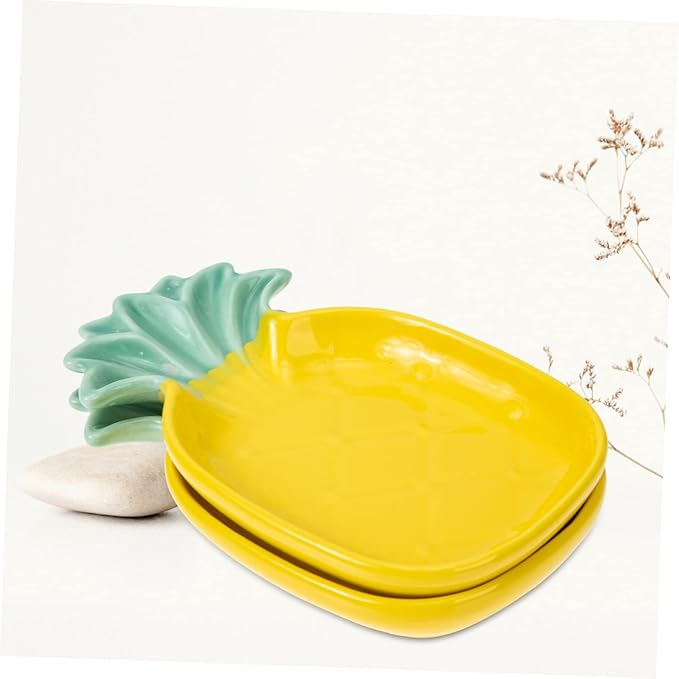 VOSAREA 2pcs Pineapple Shape Sauce Plate Ceramic Condiment Dish Reusable Plates Italian Seasoning Small Dish for Sauce Seasoning Snacks