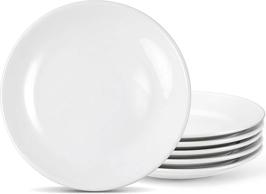 6 Pcs Ceramic Dessert Plates, 7 inch White Salad Plates, Porcelain Dinner Plate,Porcelain Appetizer Plate, Ceramic Serving Dishes for Salad Cake,Microwave Oven and Dishwasher Safe