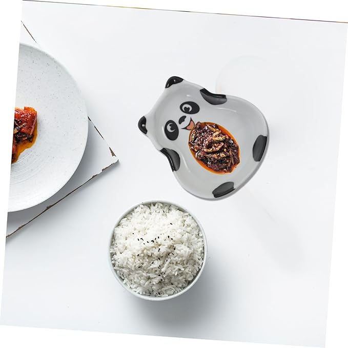 2pcs Ceramic Panda Plates Dipping Sauce Dishes for Sushi Soy Sauce Appetizers Bowl Plates for Kitchen