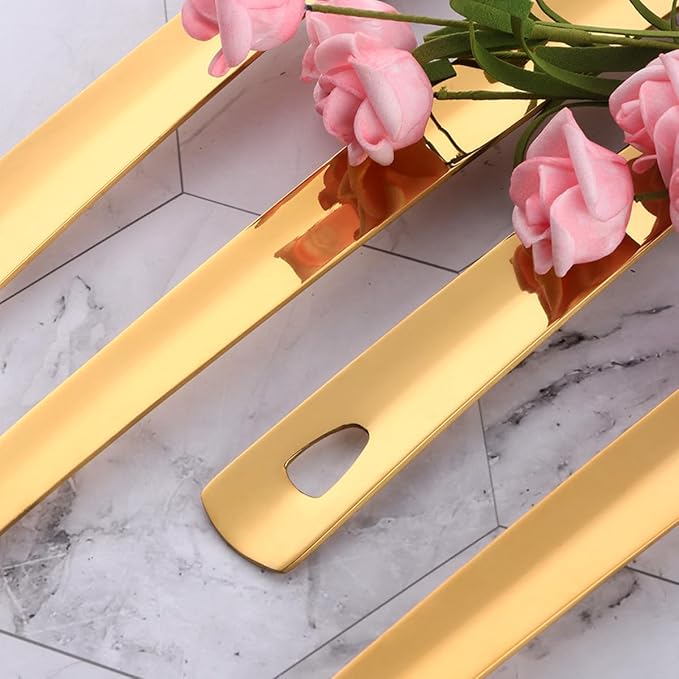 13-Inch Gold Serving Spoons Set, TEHAHA Large Serving Spoons For Buffet,Catering,Stainless Steel Long Handle Service Spoon,Dishwasher safe (6, Golden)