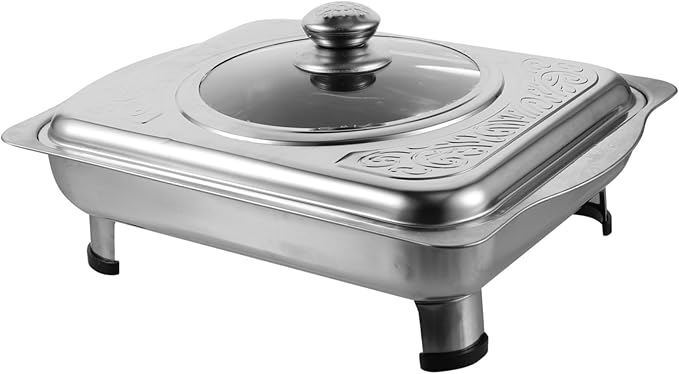 Ciieeo Buffet Foods Holder Stainless Steel Food Tray with Lid Rectangular Serving Dish for Buffet Catering and Parties Easy to Clean and for Entertaining