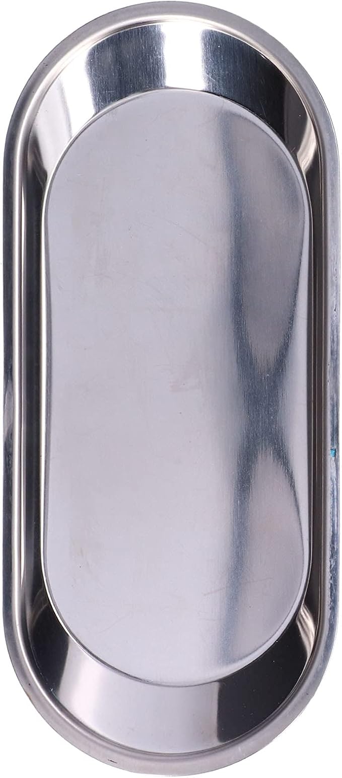 Stainless Steel Serving Tray, Oval Platter, Mini Thickened Stainless Steel Trays for Food Metal Serving Tray with Smooth Lines for Storage and Organization (S)