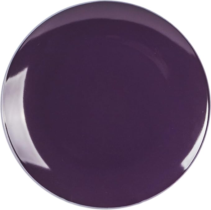 Stoneware Coupe Shape 12pc Dinnerware Set, Outside White + Inside Violet