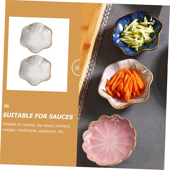 LIFKOME 2Pcs Vintage Sauce Dish Use Appetizer Plates for Dipping Seasoning and Serving for Restaurants and Catering Lightweight
