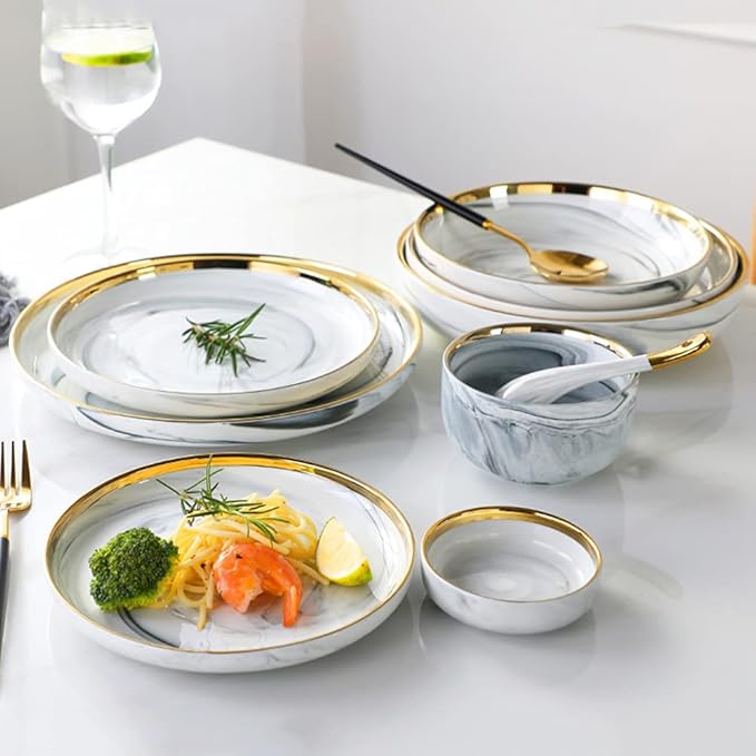 Ceramic Dinnerware Set 26 Piece Dinner Plate Sets Service for 6 Penh Tableware Plates Ceramic Dish Set Ideal As A Gift for Your Family