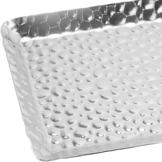 Fdit 25x11cm Towel Hammering Trays,Stainless Steel Multipurpose Dishwasher Dessert Tray That Suitable for Family Restaurant Use (Silver)