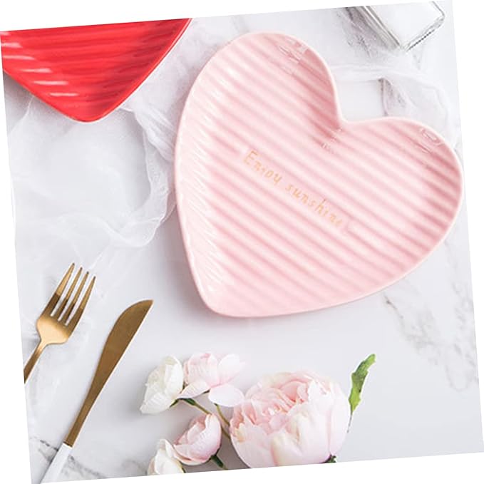 PRETYZOOM Heart Shaped Ceramic Steak Plate Food Serving Dish for Salads Desserts and More Romantic Dinners and Special Occasions and Unique Design