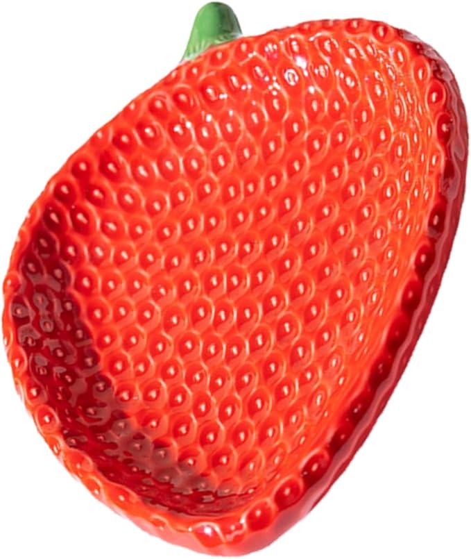 Alipis Strawberry Design Ceramic Appetizer Plate Elegant Dessert and Snack Dish for Dipping Sauces for Home Gatherings Outdoor Picnics and Restaurant Decor