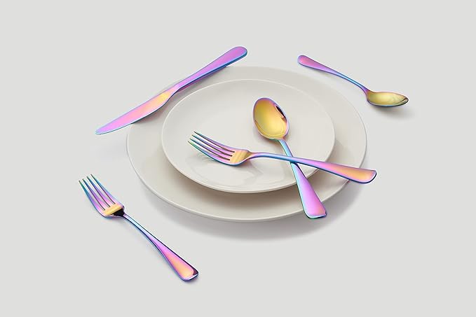 CAMBRIDGE Silversmiths Rhiannon Rainbow Mirror 20-Piece Flatware Set, Service for 4