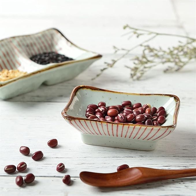 GeRRiT Snack Serving Dishes Ceramic Appetizer Plates 3.35 Inch Japanese Style Dipping Sauce Dishes Rectangle Soy Sauce Dipping Bowls Dessert Sushi Sauce Seasoning Dish Dessert Dishes