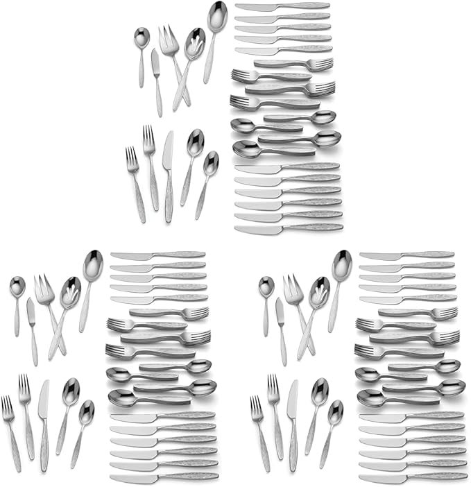 Lenox Emerick 65-Piece Flatware Set, 9.70 LB, Metallic (Pack of 3)