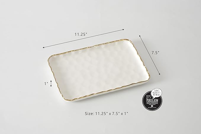 Pampa Bay Portofino Small Rectangular Tray 11.25" x 7.5" x 1" – Decorative Serving Tray for Bathroom, Kitchen, Vanity & Coffee Table