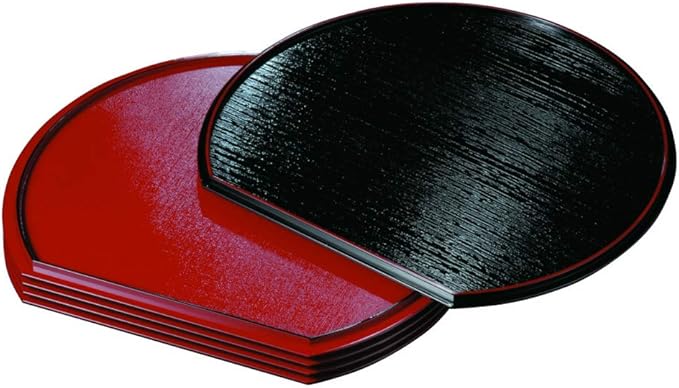 Half Moon Serving Tray 11.8 inch (30cm) 5 Pieces Non-Slip Japan Lacquer Ware