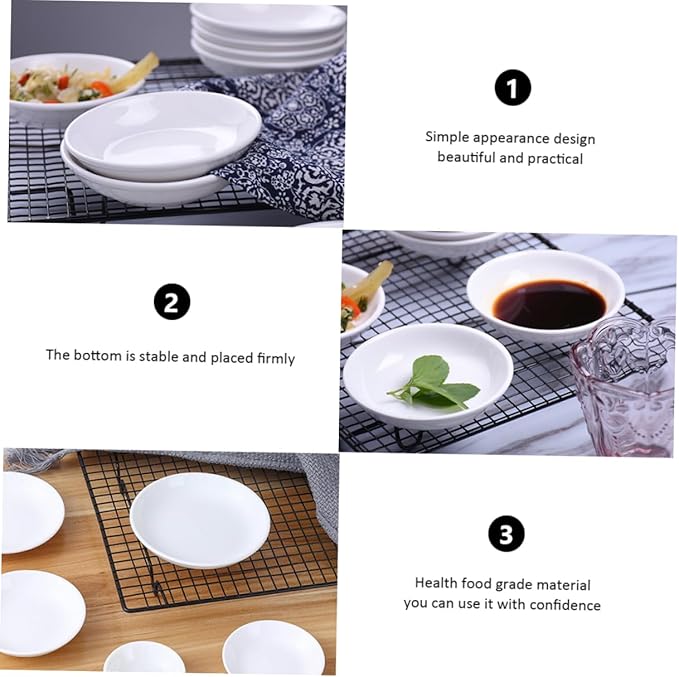 6pcs Ceramic Sauce Plates Dipping Bowls for Condiments Seasoning and Appetizers Lightweight and Portable Kitchen Tableware for Home Parties and Outdoor Use