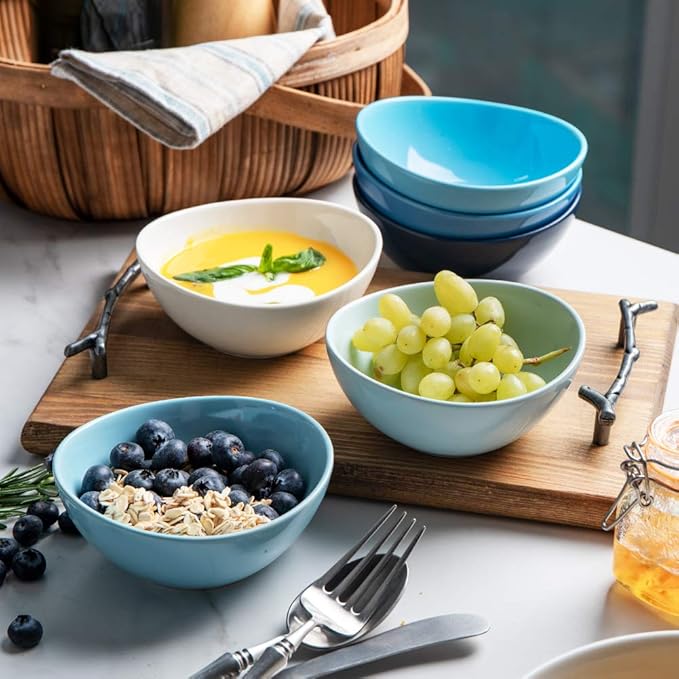Sweejar Ceramic Small Bowls Set, 8 OZ for Ice Cream, Dessert, Small Side Dishes, Salad, Fruit Set of 6 (Similarcolour)