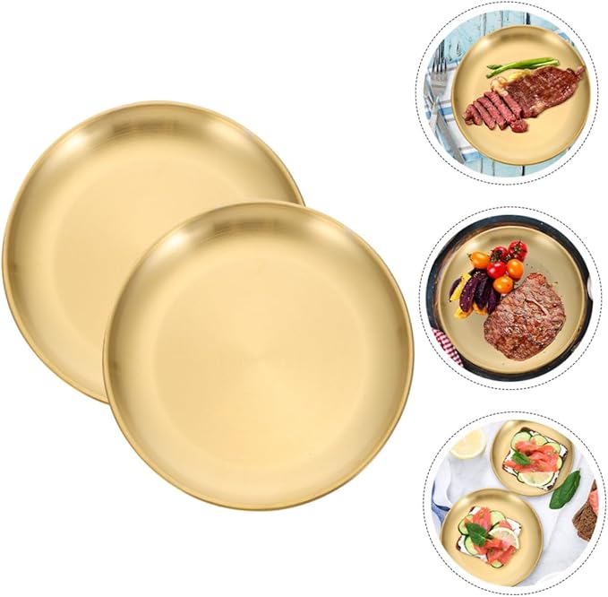 NOLITOY 2pcs Stainless Steel Serving Trays Multifunctional Appetizer Plates for Entertaining Decorative Jewelry Dishes for Home Decor Finish