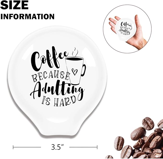 Funny Coffee Spoon Holder-Coffee Spoon Rest-Cafe Bar Station Accessories-Coffee Because Adulting Is Hard Sign