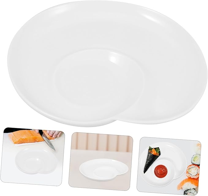 Ceramic Divided Serving Plate Set Creative Dumpling and Sushi Dipping Tray Elegant Food Platter for Appetizers and Snacks for Home and Restaurant Use